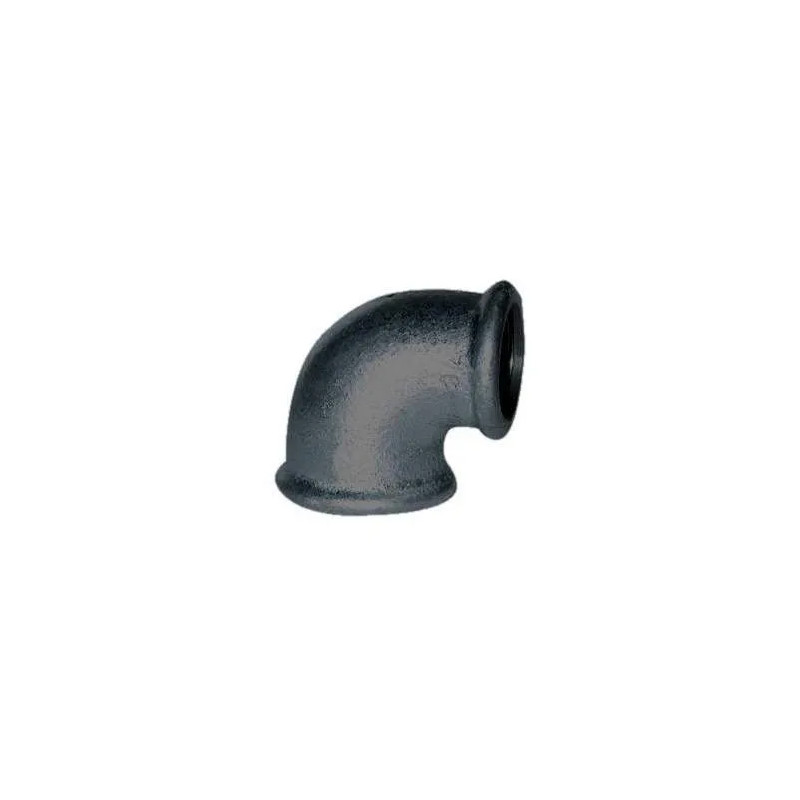 Malleable elbow 90° black, 66x76, female