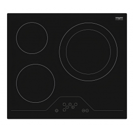 Built-in hob, 3-zone ceramic glass cooktop with touch-sensitive controls, black - nord inox - Référence fabricant : TVS635