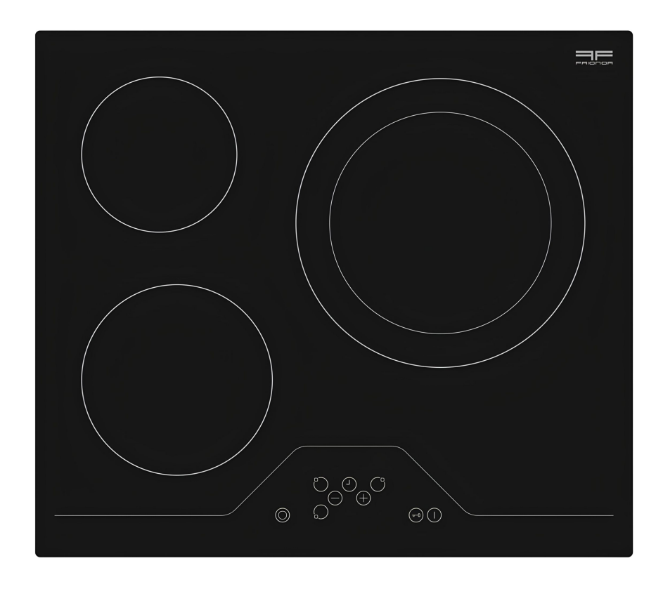 Placa vitrocerámicaencastrable de 3 zonas con control táctil, negra