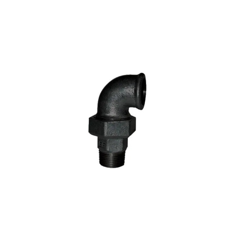 Conical union elbow, 15x21, male female black