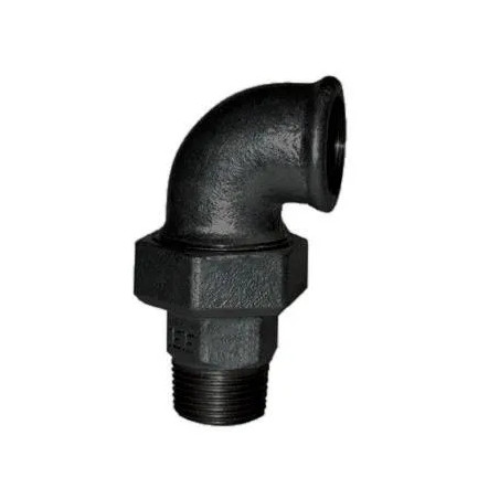 Conical union elbow, 26x34, male female black