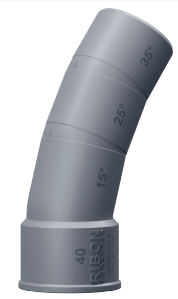 Mehrwinkelbogen 15°/25°/35° männlich weiblich PVC Durchmesser 40mm.