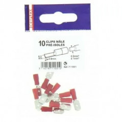 Clips mâle rouge diamètre 6.3 mm - 10 pièces 