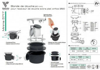 Duschtasse extraflach d.115 Haube ABS