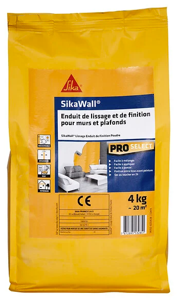 Sikawall intonaco di lisciatura e finitura bianco, sacco da 4 kg.