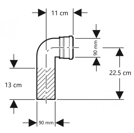 Coude d\'évacuation PE90 pour bati DUOFIX UP320