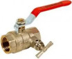 Ball valve brass double female with bleed PN25 + flat steel handle red, 26/34