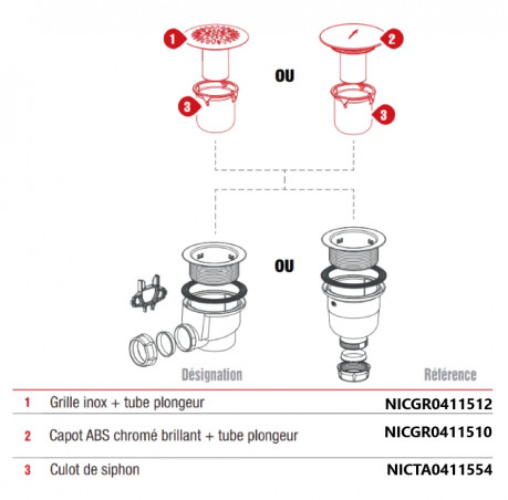 Cover with cap for Nicoll shower drain.