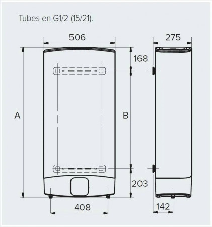 Flacher elektrischer Warmwasserbereiter VELIS EVO 65 Liter