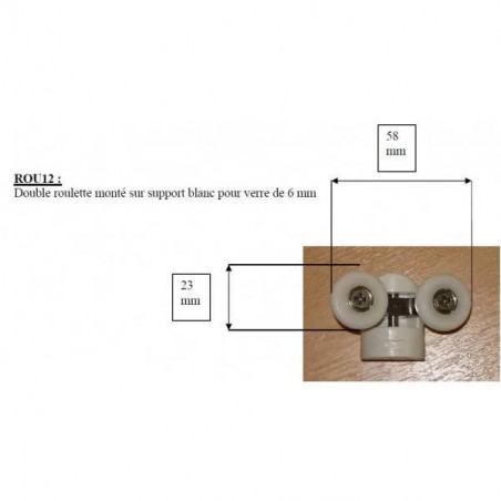 Doble rueda ROU12 para vidrio 6mm L.58mm