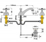 Miscelatore per lavabo a 3 fori Retro TIFFANY cromo
