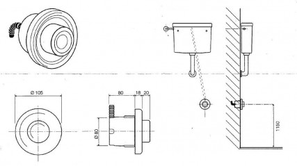 Bouton pneumatique encastré chrome complet VALSIR