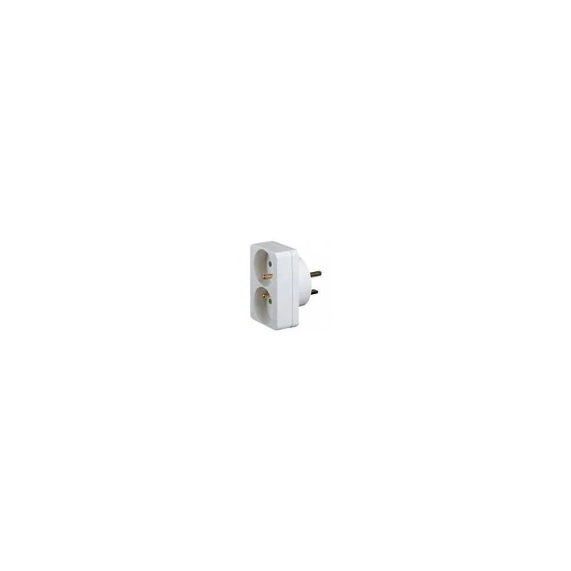 Adaptateur 20A 2P avec T en socles 16A 4400W maxi broches diamètre 4.8 mm