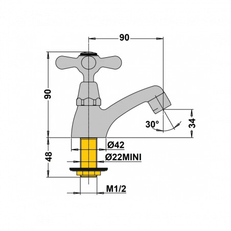 Grifo Grifo retro de lavabo TIFFANY placa de cromo de una sola pieza, cabeza de cerámica