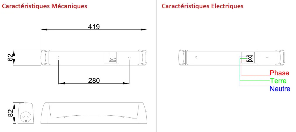 Applique linote Xeriane inter avec prise 