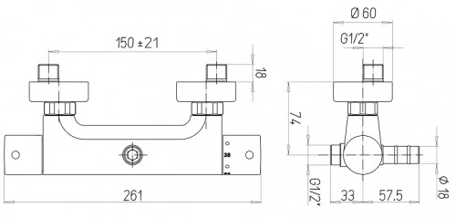 Mitigeur thermostatique Ness double sortie