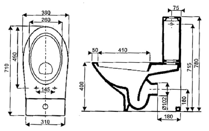 Entsprechender Sitz SELLES JOAN weiß für bodenstehende Toiletten