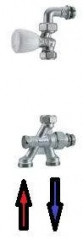 Single pipe valve with cane Diam. 16 / Centre distance 3,5 cm Inverted