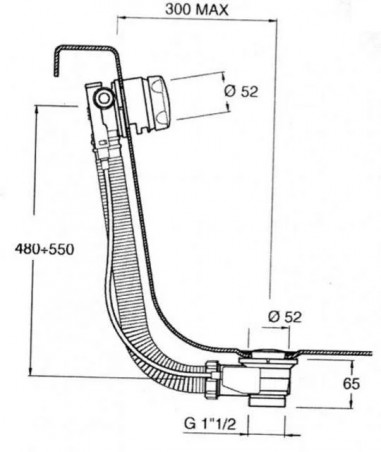 Automatischer Badewannenablauf mit Füllung und langem Kabel 57cm