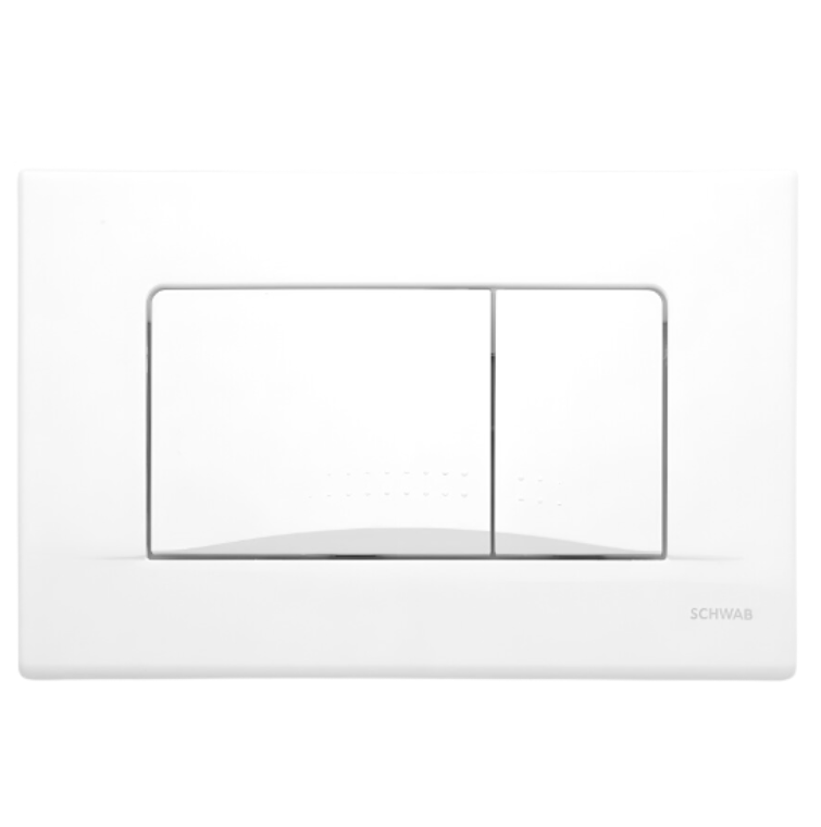 Plaque de commande murale Dots Duo WC encastré SCHWAB, double volume blanche