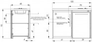 Küchenzeile mit Kochplatte und Kühlschrank METALLINE 120cm, Glacier thermolackiert