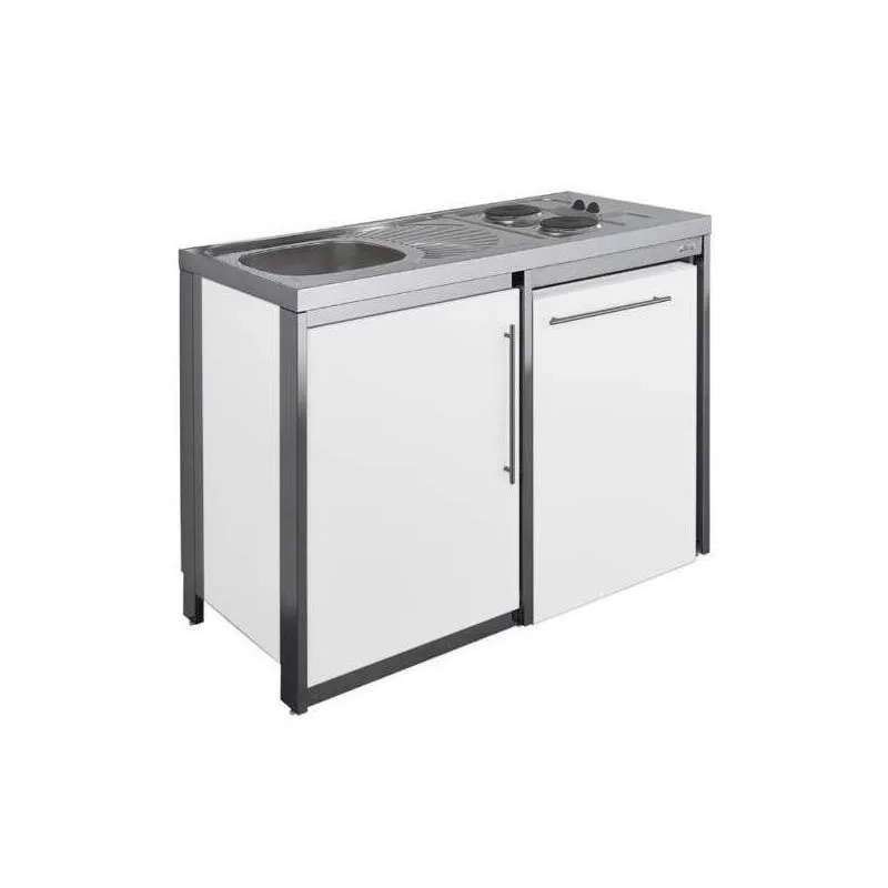 Cocina con placa y refrigerador METALINE 120cm, glaciar cubierto de polvo