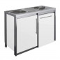 METALLINE 120cm kitchenette with hob and fridge, powder coated glacier