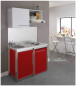 METALLINE 120cm kitchenette with hob and fridge, carmine powder coated