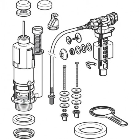 Complete single flush mechanism for Porchertank