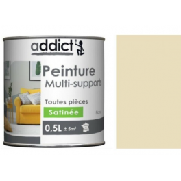 Peinture acrylique multi supports, beige argile satin, 0,5 litre. - Addict' Peinture - Référence fabricant : ADD113467