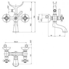 TIFFANY bath and shower mixer with telephone holder chrome