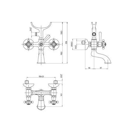 TIFFANY bath and shower mixer with telephone holder chrome