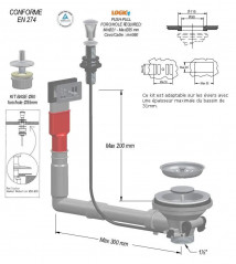 Automatic sink drain with rectangular overflow and chrome push button