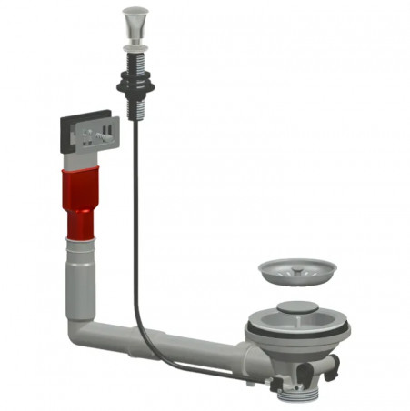 Automatic sink drain with rectangular overflow and chrome push button