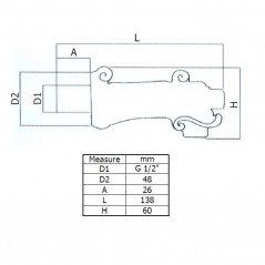 Fountain spout with push button, male 15x21