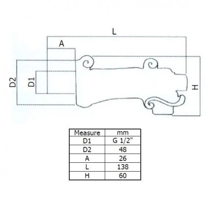 Fountain spout with push button, male 15x21