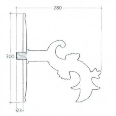 Bec mural porte sceau, avec rosace, pour fontaine (femelle 20x27)