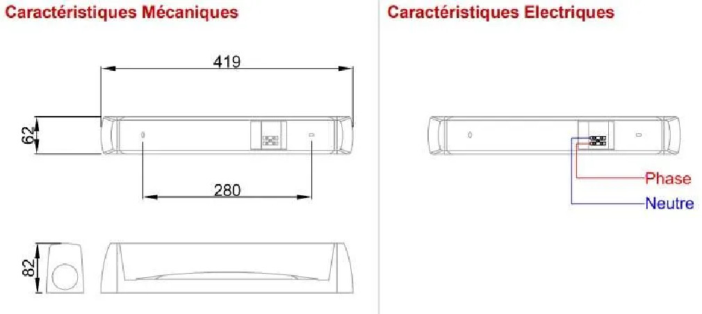 Applique linote Xeriane DIF S19 avec interrupteur