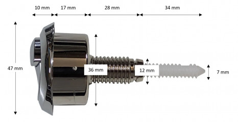 Bouton chromé pour mécanisme WC SIAMP Optima S