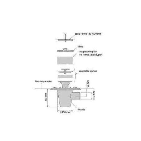 Drain plus ISOTANCHE grid d.50mm