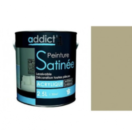 Peinture acrylique multi supports décoration intérieur, taupe satin, 2,5 litres. - Addict' Peinture - Référence fabricant : ADD111293