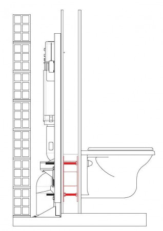 Bâti-support mural étroit pour cuvette