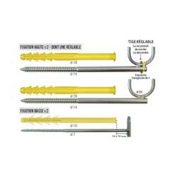 Kit de fixation radiateur en fonte pour mur ancien ou avec doublage, 2 fixations hautes 18x160 et 2 fixations basses 10x160 - I.N.G Fixations - Référence fabricant : A186115