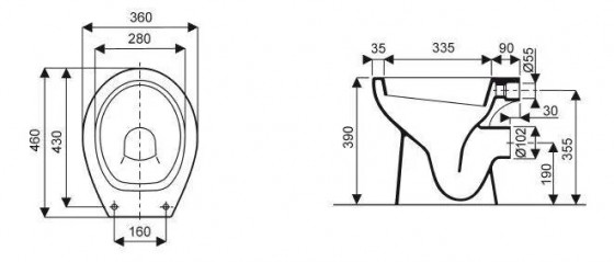 Cuvette indépendante Puplica blanche à sortie horizontale