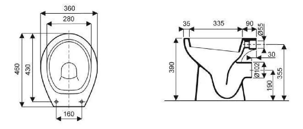 Cuvette indépendante Puplica blanche à sortie horizontale