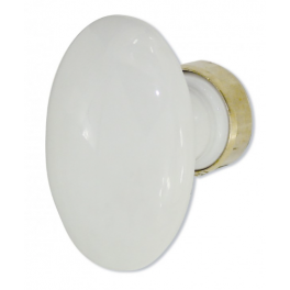 Bouton simple ovale en porcelaine blanche et laiton poli. - DT - Référence fabricant : 250165