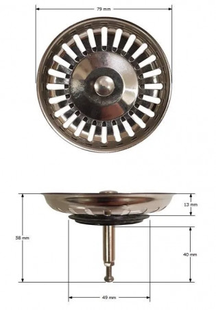 Panier de bonde classic multiray diamètre 79mm, hauteur 58mm