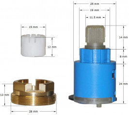 Cartucho Roca para el modelo de solteros, diámetro 25 mm