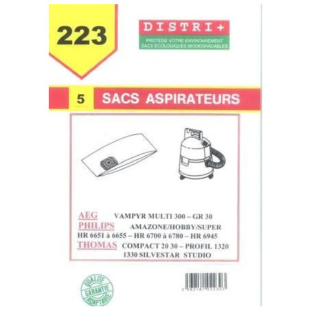 Sacs papier pour aspirateur GM80C (5 sacs)