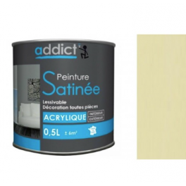 Peinture acrylique multi supports décoration intérieur, Ivoire satin, 0,5 litres. - Addict' Peinture - Référence fabricant : ADD111266